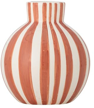 Bloomingville Vase FIAN Orange Weiß Gestreift 11x11 cm Blumenvase