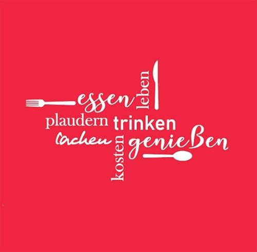 AvanCarte Servietten Spruch Text Essen Trinken plaudern genießen 20 Stück, 3-lagig 33x33cm