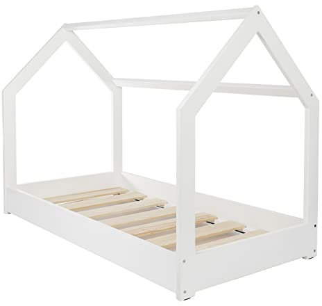 Velinda Kinderbett Hausbett Spielbett Einzelbett skandinavisches Design 190x90cm (Farbe: weiß)