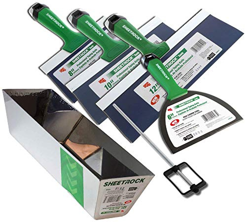 USG Sheetrock Pro Series Blue Steel Drywall Taping Knife with Matrix Style Handle (4-Piece w/12 Mud Pan)