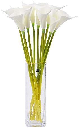cn-Knight Lot de 12 lys calla artificiels à tige de 50,8 cm de long pour décoration d'intérieur, centre de table, bouquet de mariage à faire soi-même (blanc)