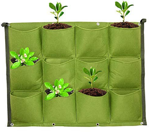 12 fioriera da giardino verticale a parete tascabile, migliori borse per piantare piante da parete per crescita del giardino per la decorazione domestica dell'ufficio del cortile del giardino