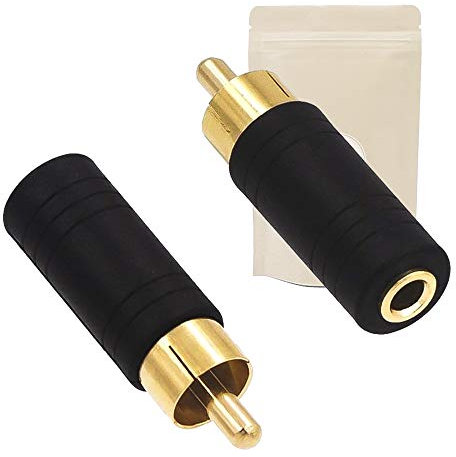 Adaptout 2X Adaptateur Prise RCA Male Fiche Mini Jack 3,5mm Femelle Mono Plaqué Or Minijack Marque FRANÇAISE
