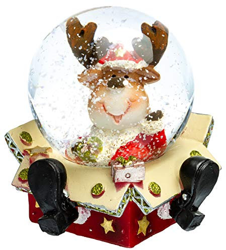 SIKORA SK03 Kleine Glas Deko Schneekugel Elch im Geschenkpaket D:45mm, Schneekugeln:Elch im Paket