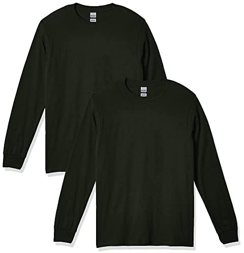 Gildan Men's Heavy Cotton Long Sleeve T-Shirt, Style G5400, 2-Pack, Forest Green, Large (Pack of 2)
