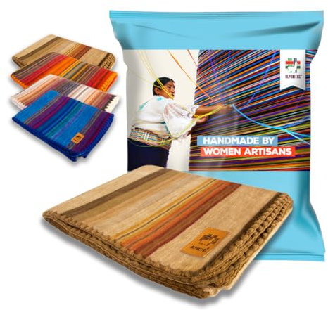 ALPAKITAS Decke aus Alpakawolle, hochwertige, handgefertigte Decke aus Alpakawolle, warm, dünn, schön, gemütlich, Queen-Size-Größe 221 x 162,6 cm, ultraweich, hypoallergen und atmungsaktiv (Braun)