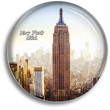 Aimant de réfrigérateur USA America Empire State Building New York - Aimants en verre pour réfrigérateur - Joli aimant en cristal - Décoration pour tableau blanc, bureau, maison