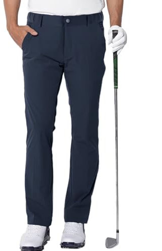 AOLI RAY Herren Golfhose Lang wasserdichte Golf Stretchhose Schmale Passform Golf Trousers Slim fit Stretch Golfhose Lang Golf Pants Navy L