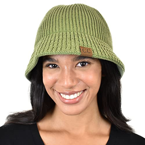 C.C Unisex Wintermütze mit Zopfmuster, verstaubar, Vintage, Dunkles Gras, Einheitsgröße