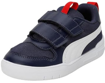 PUMA Multiflex Mesh V PS, Scarpe da Ginnastica, Peacoat White-High Risk Red, 30 EU