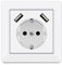 Steckdosen mit USB, (max. 5 V 3,4 A) Schuko-Steckdose USB Embedded System 55 reinweiß glänzend Wandsteckdose Steckdose nur 32 mm tief