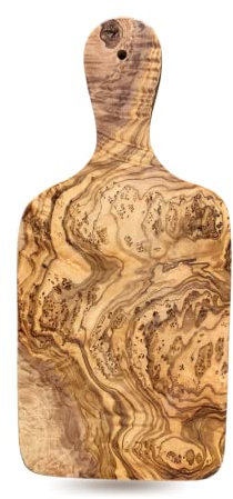 Tabla de cortar de madera de olivo para servir hierbas, jamón de queso