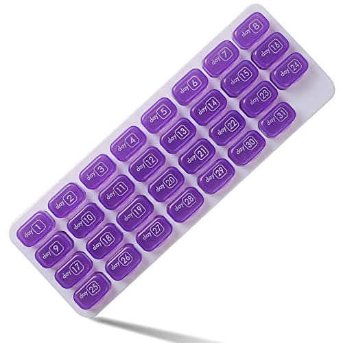 Feelairy Pillendose Pillenbox für 31 Tage, Tragbar Tablettenbox Monat mit Deckel für Unterwegs, Medikamentendose Vitamine Medizin Tablet Organizer Case Pillenbox für Tägliche und Reise Verwenden