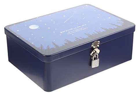 Alipis Vintage Weißblech-Box Mit Schloss Kleiner Metall-Andenkenbehälter Blechetui Dekorative Aufbewahrungsbox Schatzkiste Schmucktruhe