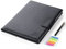 Homewit Klemmbrett Mappe DIN A4, Klemmbrett A6 aus Leder Schreibmappe Konferenzmappe mit Magnet-Verschluss mit Papier und Stift,Schwarz