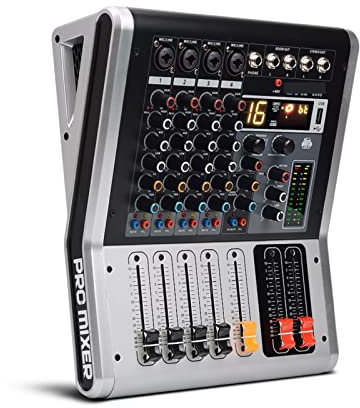 LERORA DJ-Equipment für die Party 4 Kanäle Mischkonsole 3Band 16 DSP Wirkung USB Bluetooth-kompatible Play Record Professional Karaoke DJ Audiomischer
