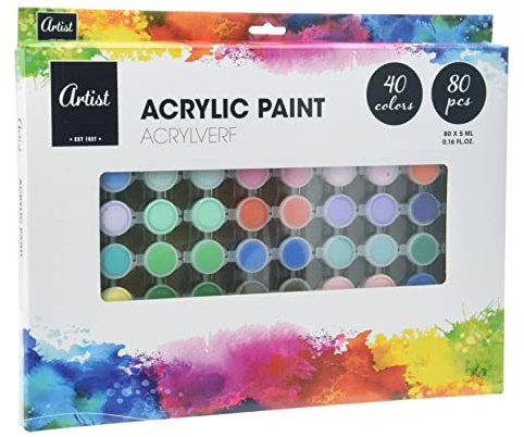 Spetebo Acrylfarben-Set für Anfänger und Profis - 80 x 5 ml - Leuchtende Künstlerfarben für Acrylmalerei - verschiedene bunte Farben für Acryl Malerei