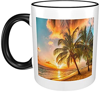 RFSHOP Tropical Sunset Palm Tree Mug Coffee Mug 11oz Tea Cups for Tropical Sunset Palm Tree Lovers