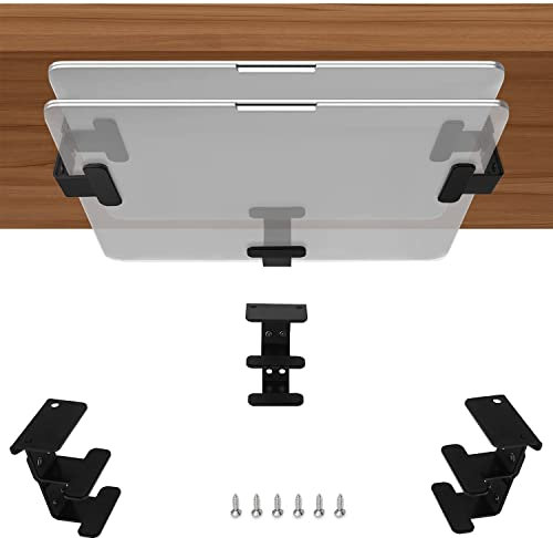 JEMACHE Aluminium 2-Lagige Untertisch Halterung Regal Halter Ständer für Laptop, MacBook Air/Pro mit kratzfestem Silikon (Schwarz)