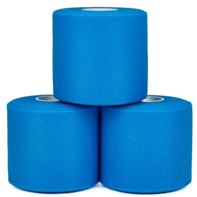 Rehband Tape Unterverband für Sport & Taping, Nicht klebende & sehr Dehnbare Schaumstoff Sportbinde, Stabilisierung & Fixierung von Tape, schützt vor Kleber, Farbe:Hellblau (3 Rollen)