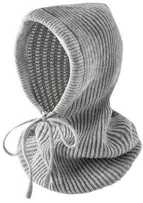Mashaouyo Warme und Winddichte Ski-Wintersportmütze für Damen, gestrickter thermischer Nackenschutz, Kapuzenpullover Schirmmütze Mit Ohrenklappen (Grey, One Size)