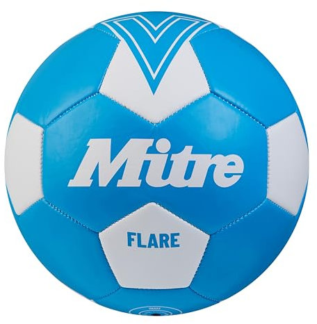 Mitre Flare Recreational Football | Football Gift | Perfect for Kids, Fluo Blue/White, 5