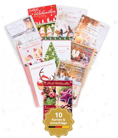 Eigenart® Weihnachtskarten mit Umschlag (10 Stück) - Hochwertiger Druck - Ideal als Grußkarten für Familie und Freunde - Weihnachtskartenset, Weihnachtskarte mit Spruch - Deutsches Unternehmen