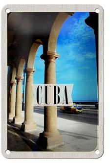 Femer Blechschild Reise 12x18cm Cuba Karibik Straße Auto Gemälde Schild