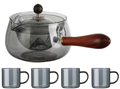 NEDLON Tetera Giratoria De Vidrio Con Taza De Té, Juego De Tetera Portátil Con Infusor Y Tetera Con Rotación De 360 Grados, Para Acampar, Oficina, Hogar