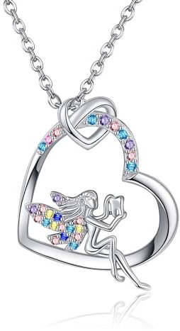 JERWLI Zahnfee Halskette für Mädchen 925 Sterling Silber Zahnfee Anhänger Halskette Geburtstagsgeschenke Herz Zahnfee Schmuck