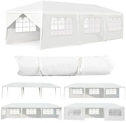 RELAX4LIFE Gazebo da Giardino 3X6M/3X9M per a 2/3 Stanze, in Tessuto PE Antistrappo e Impermeabile con 0/4/6/5/8 Pannelli Laterali Rimovibili (3X9M-8 Pannelli Laterali)