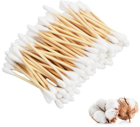 Bambus Wattestäbchen,400 Wattestäbchen Bambus mit Doppelrunde Dicke Spitzen,100% Plastikfrei Baumwolle Ohrenstäbchen,Weicher Baumwollkopf,Biologisch abbaubar Umweltfreundliche