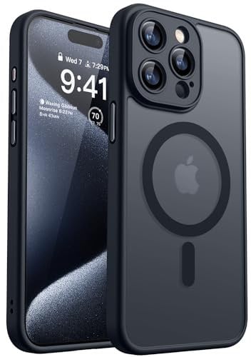 CANSHN 2024 Neu für iPhone 15 Pro Hülle mit Kameraschutz für Magsafe (TOP Militärschutz & Magnetkraft) Extrem Haltbarkeit Hülle iPhone 15 Pro Case Stoßfest, Schwarz