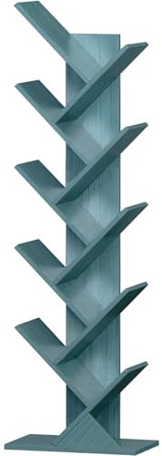 SHEEPAM 10-lagiges Bücherregal mit Baum-Design, Vintage-Stil, für kleine Räume, 10 Etagen, Anti-Kipp-Mechanismus, für verschiedene Einrichtungsstile