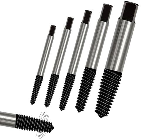 Newder Schraubenausdreher Set, 5 Stück Linksausdreher Set, Kaputte Schrauben Rausdrehen, Schrauben Ausdreher Set, Schraubenlöser Ausbohrwerkzeug, Schraubenentferner, Linksbohrer, Silber
