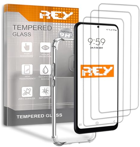 REY [Lot de 3] Verre Trempé et Coque Anti-Shock pour XIAOMI POCOPHONE F1, Verre trempé et Silicone TPU Haute résistance