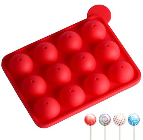 EIHI Cake Pops Form 12 Runde Cake Pop Silikonform Cake Pop Form Mit 12 Stück Lollipop Sticks Cakepopsform Cake Pop Formen Für Cakes,Süßigkeiten,Gelee Und Schokolade,Antihaftbeschichtet
