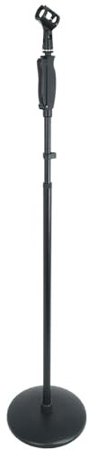Rockville RVMIC4 v2 Pro Mic Stand 8.8 lbs Round-Base, Quick-Release Clutch, Heavy-Duty Steel, Cable Clips, for Studio and Stage Performers