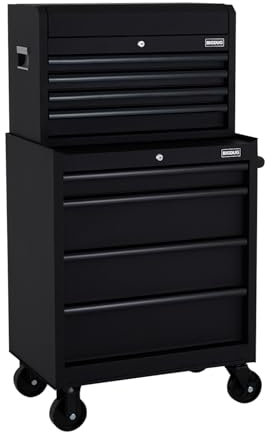 BiGDUG Professional 27” Tool Chest Set - 4 Drawer Tool Roller Cabinet & 4 Drawer Top Tool Chest - 1150H x 676W x 461D mm (Matt Black)