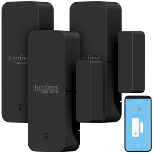 Luminea Home Control Tür- und Fensterkontakt: 3er-Set WLAN-Tür- und -Fensteralarm, weltweiter App-Zugriff (Türöffner Alarm, WLN-Türalarme, Alarmanlage)