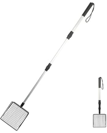 Porssaut Adjustable Metal Sand Scoop with Extendable Handle – for Reptile, Quail, Hamster, and Pet Sand Cleaning – 3 Sizes (41cm, 68cm, 90cm)