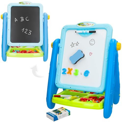 ColorBaby 47987 Good Idea Pizarra magnética Infantil 2 en 1, 36x26x42 cm, Tizas, Rotuladores, Letras y Números, Portatizas y Borrador, Regalo niña 3 años, Pizarras Infantiles, Juguetes educativos