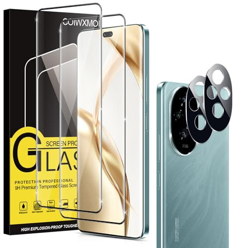 Coiwxmoi [2+2 Pièces Verre Trempé pour Honor 200 Pro 5G avec Protection Caméra Arrière, Ultra Résistant Film Protection Écran, HD Sans Bulles, Dureté 9H Glass, Vitre Protecteur, Clear