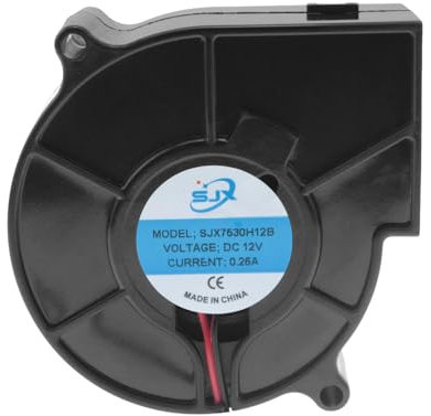 SQXBK Ventilateur de soufflage 7530 - 12 V - Étanche - Double boule - Sans balais - Ventilateur centrifuge CC - Ventilateur en plastique pour tables de cuisson à induction