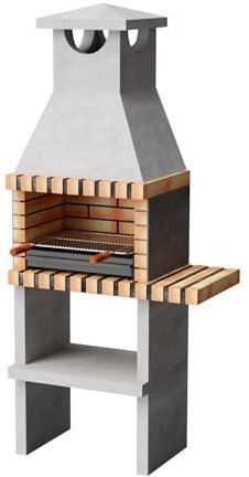 MOVELAR - Barbacoa de Obra con Caballete lateral mini Niza/Zon Plus 1 (Gris, naranja - 91 x 46 x 46 cm) - Uso en Exteriores