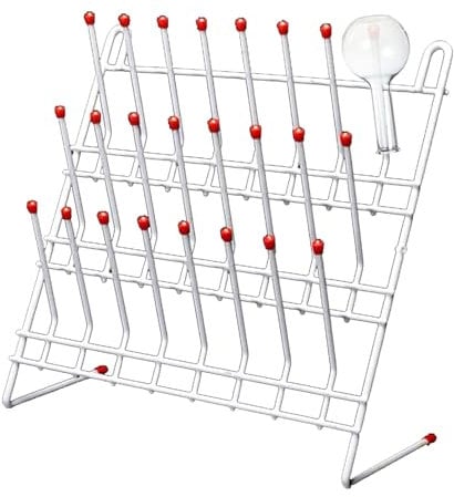 Heytaful Labor-Abtropfgestell, 55 Heringe, Labor-Glaswaren-Gestell, Stahldraht, Glaswaren, Trockengestell, freistehendes Rohrtrockengestell für Schule, Laborutensilien (24 Heringe)