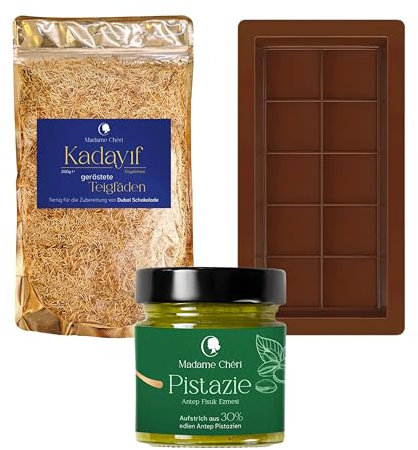 TLT FOODS - Kit para Chocolate Dubai DIY: Kadayif 200g + Crema de pistacho 200g + 1 molde