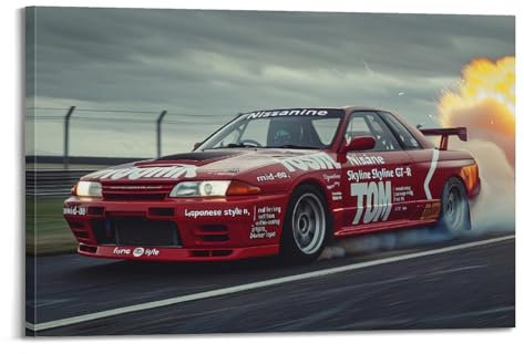 JDM Auto-Poster für Skyline GT-R R32, Vintage-Rennwagen-Poster, dekorative Malerei, Leinwand, Wandposter und Kunstdruck, moderne Familienschlafzimmer-Dekoration, Poster, 20 x 30 cm