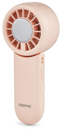 GEEPAS Rechargeable Fan | Mini Foldable Portable USB Fan for Travel Camping Office Outdoor Women Men | Handheld 2000mAh 3 Speeds + Cooling Quiet Mode 8Hr Run Time Lightweight | 2 Year Warranty Pink