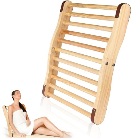 YUSENOVA Saunakorb für Fass- oder Infrarotsauna, Ergonomische S-förmige Infrarotsauna-Rückenlehnenstütze mit Anti-Rutsch-Pad, Holzfass Sauna-Rückenlehne Zubehör, 15,7 x 19,6 Zoll